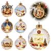 Warm Light Christmas Scenes 3D Animal Faux Crystal Ball Ornament, Lighted Acrylic Hanging Decor Holiday Atmosphere Table with Hedgehog Penguin Panda,