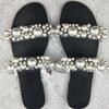 Women Flat Bohemian Transparent Flat Bottom Pearl Versatile Crystal Sandals