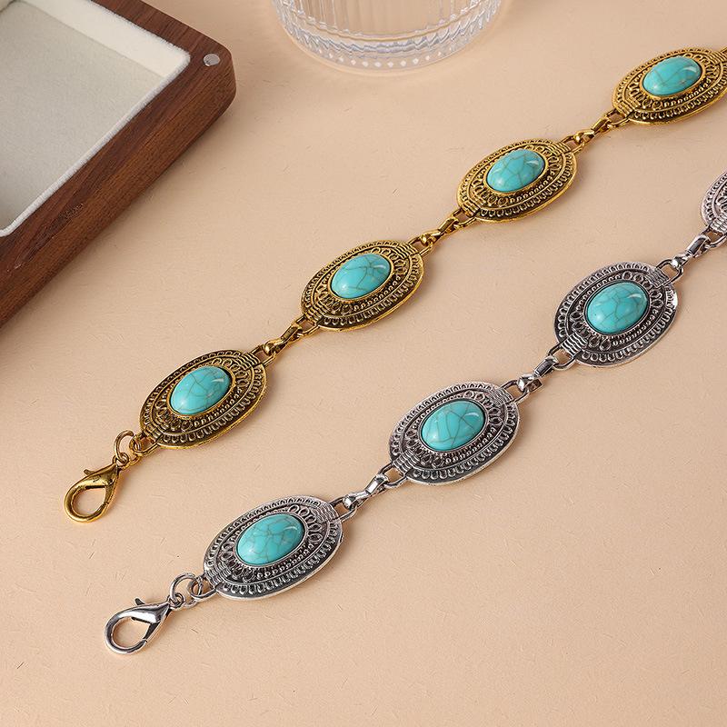 Bohemian Women's Belt and Chain with A High-end Feel, Retro Engraved and Inlaid Waist Chain, Women's Metal Waist Chain, Women's Belt