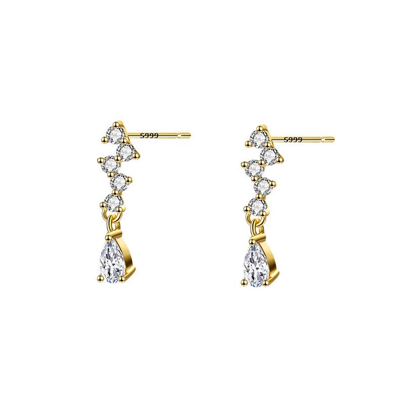 

Французские сломанные бриллиантовые капли воды Изысканные маленькие свежие маленькие серьги-гвоздики Слезы феи Сияющий темперамент Стиль