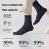 Men's Bamboo Fiber Antibacterial Mid-Tube Socks - Breathable, Deodorant, Sweat-Absorbent, Thin, Solid Color