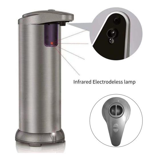 Automatischer Sensor-Seifenspender, freistehend, 3 Modi, einstellbares Volumen, berührungsloser Handseifenbehälter aus Edelstahl für Badezimmer
