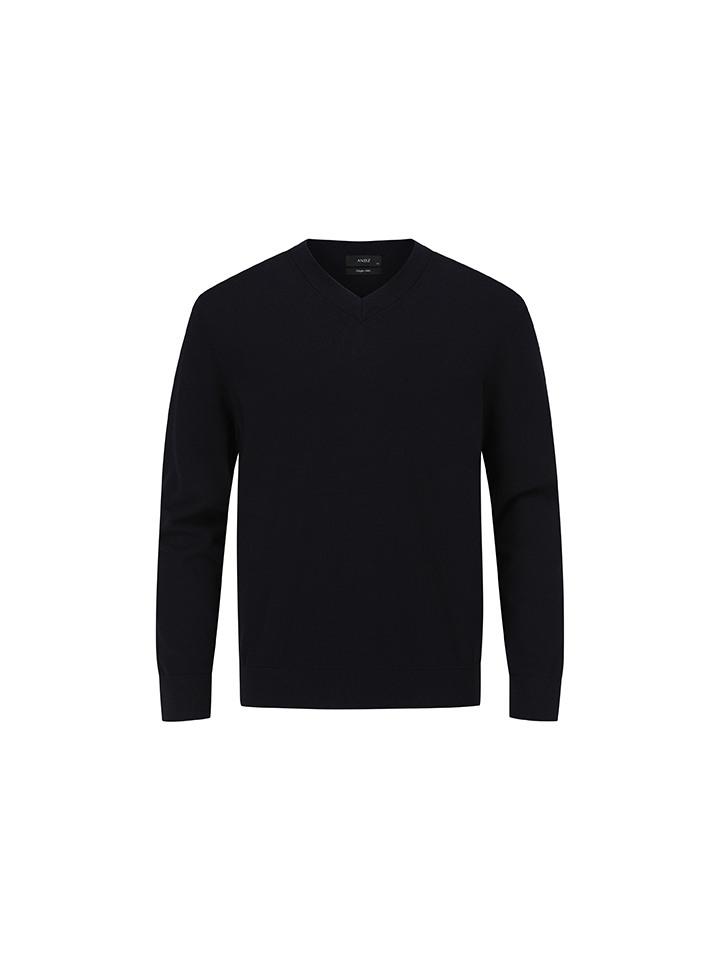 And Z Men S V-Neck Textured Long Sleeve T-Shirt_Bze1Ev1102 Bl/110