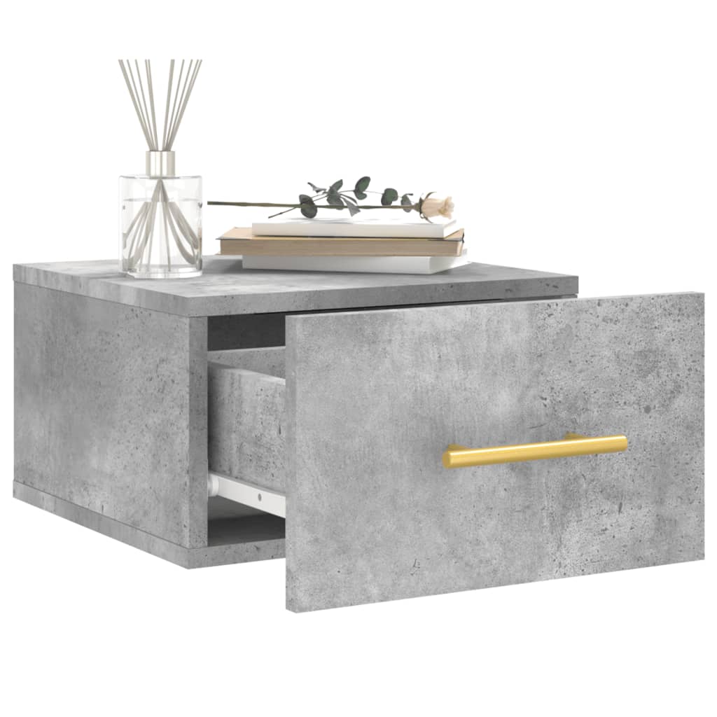 Wall Mounted Nightstand Concrete Grey 35 X 35 X 20 Cm