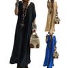 Summer Vintage Lace Crochet Maxi Dress Women Patchwork V Neck Horn Sleeves Loose Straight Pleated Soft Breathable Casual Daily Dress Solid Color