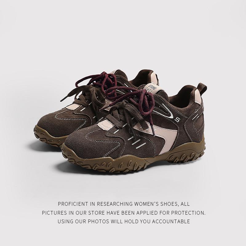 Inner Height Increase 6Cm Forrest Gump Shoes Women'S Autumn And Winter Leather Sports Leisure German Training Shoes Are Comfortable And Versatile