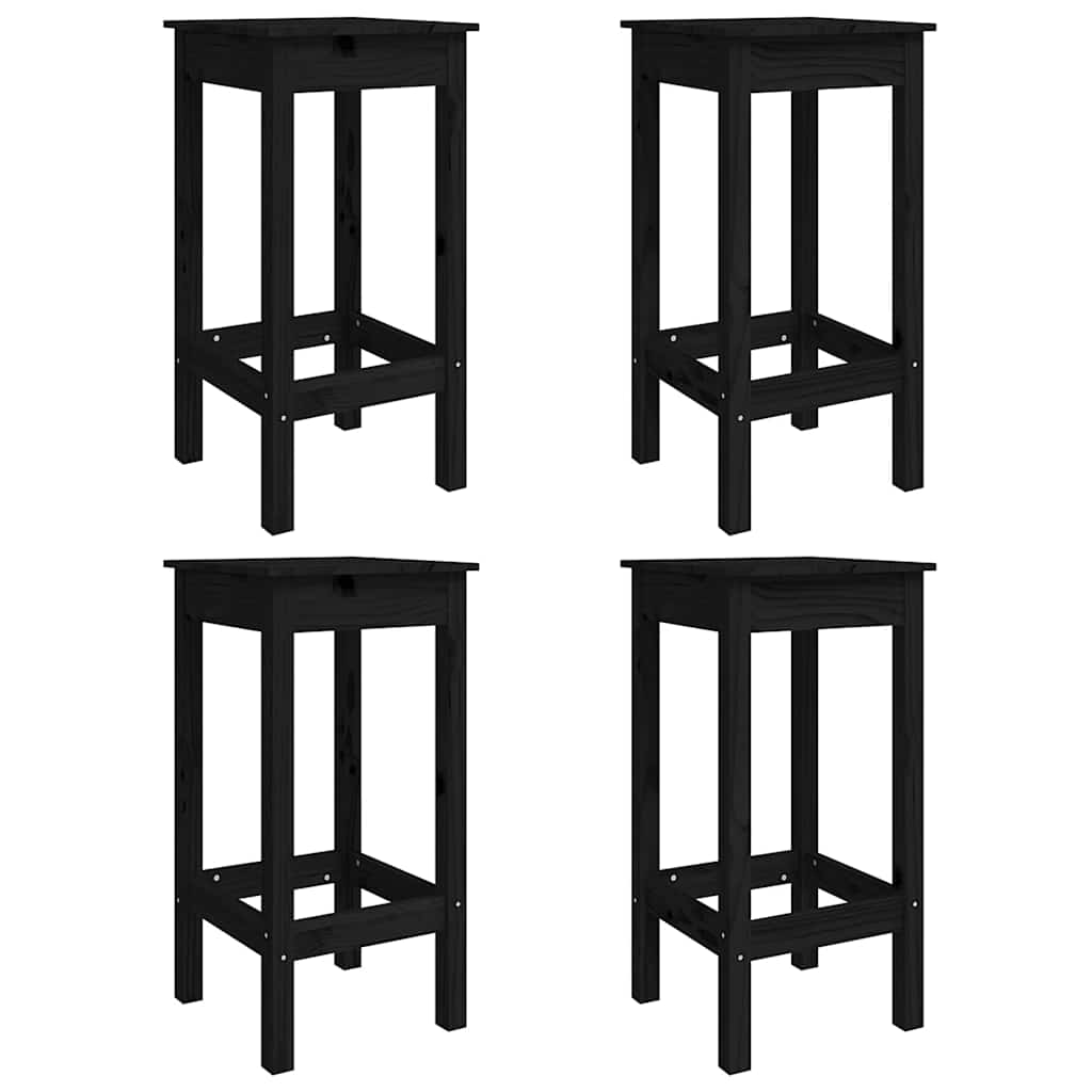 5 Piece Garden Bar Set Black Solid Pine Wood