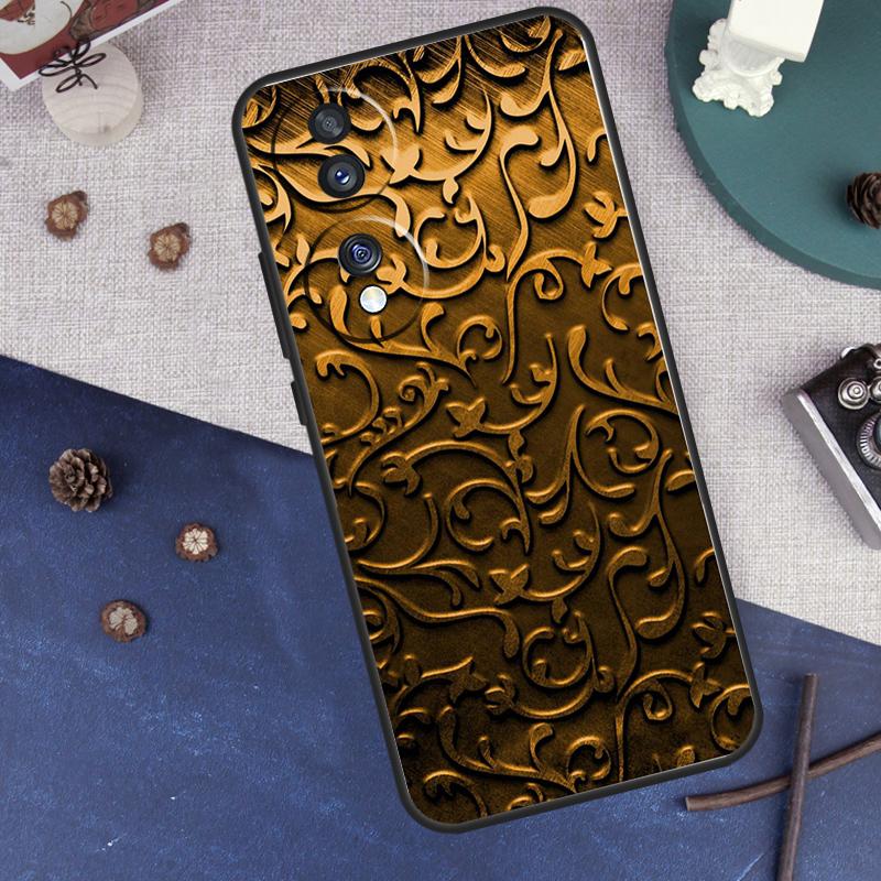 Gold Floral Pattern For Huawei Honor Magic 5 Lite X8 X9a 50 70 P40 P20 P30 Pro P50 Nova 9 5T P Smart 2021 Case