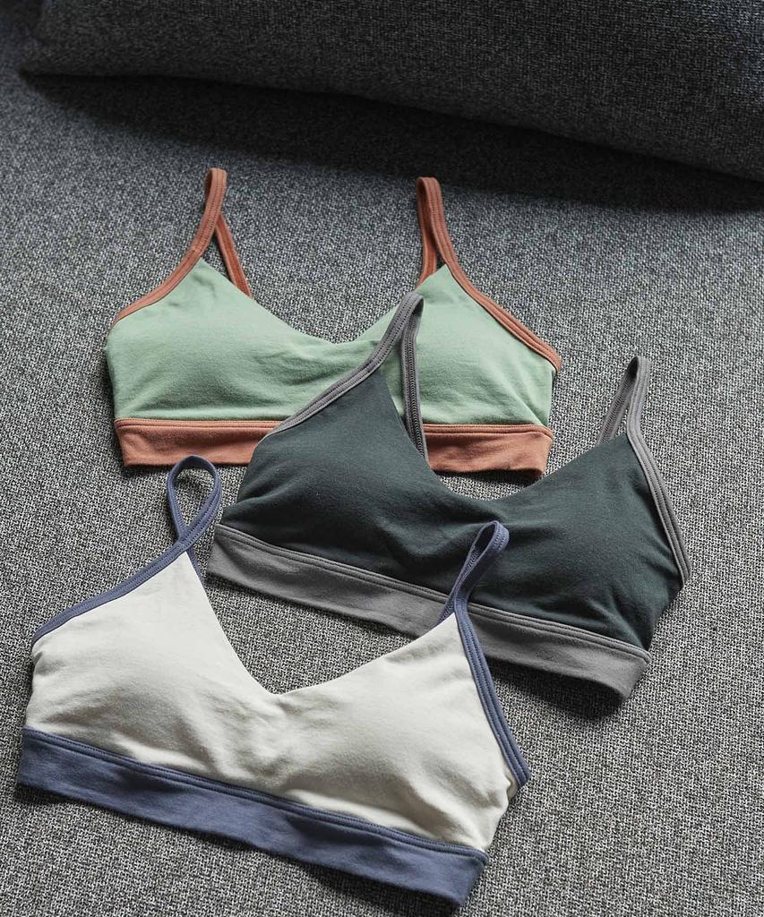 Unnanacool Baumwoll-Bär Jersey Color Blocking Bügelloser BH