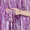 Metallic Tinsel Foil Fringe Curtains Photo Backdrop Glitter Streamers Foil Fringe Backdrop Curtain for Xmas Wedding Background