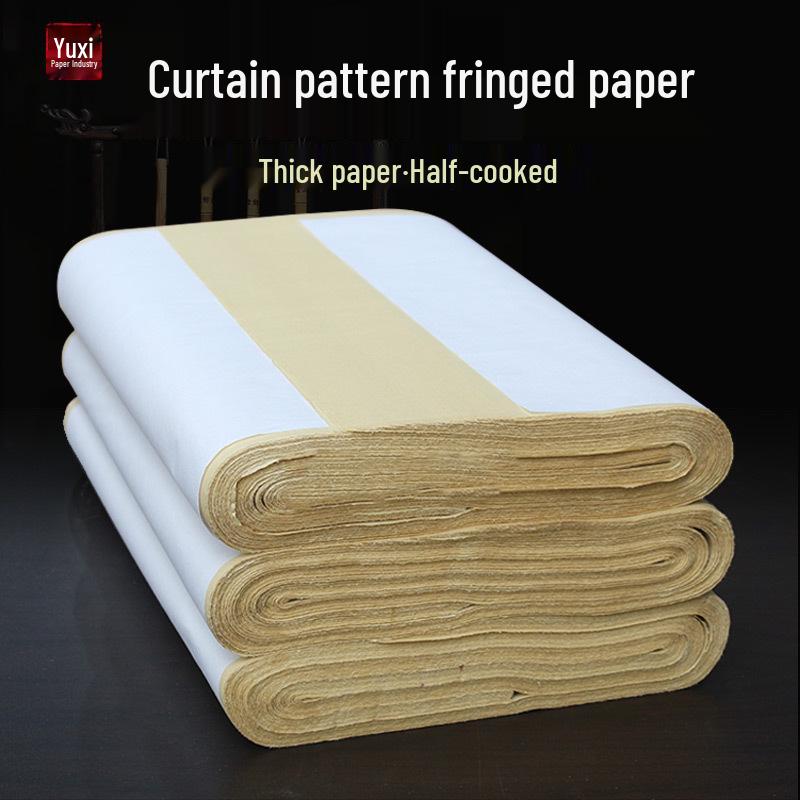 

Thick Yellow Patterned Double-Page Calligraphy Painting Paper - Available in 3ft, 4ft, 6ft, 8ft Sizes, Fringed Edges 200 Sheets 34x69CM Four Chi Four Open