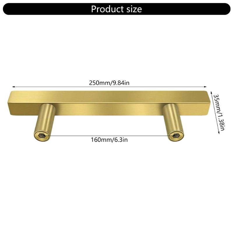 10pcs Brushed Brass Cabinet Handle  Gold Drawer Pulls Easy Install Drawer Handle for Kitchen Cupboards & Furniture
