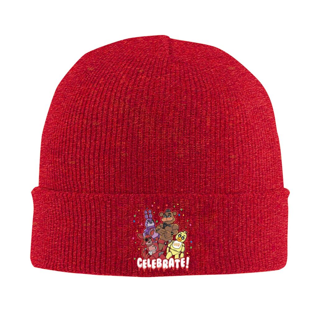 Five Nights At Freddys Celebrate Beanie Hats Skullies Beanies Female Male Retro Elastic Caps Autumn Outdoor Graphic Bonnet Hats