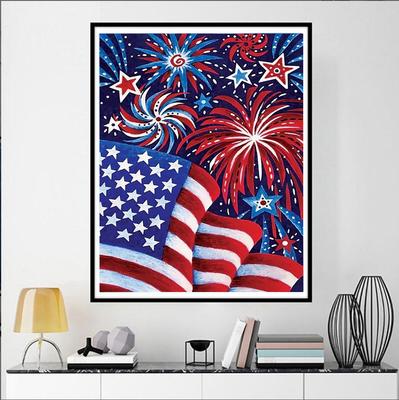 5D DIY Full Circle Diamond Painted "Flag" Embroidery Cross Stitch Home Decor Gift