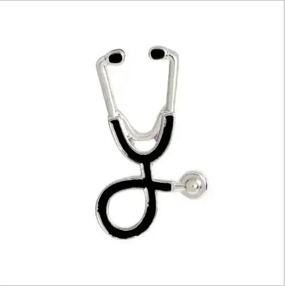 Doctor's Stethoscope Brooch and Chest Ornament Stethoscope Brooch Pin Medical Fashion Jewelry Enamel Denim Jackets Collar Badge