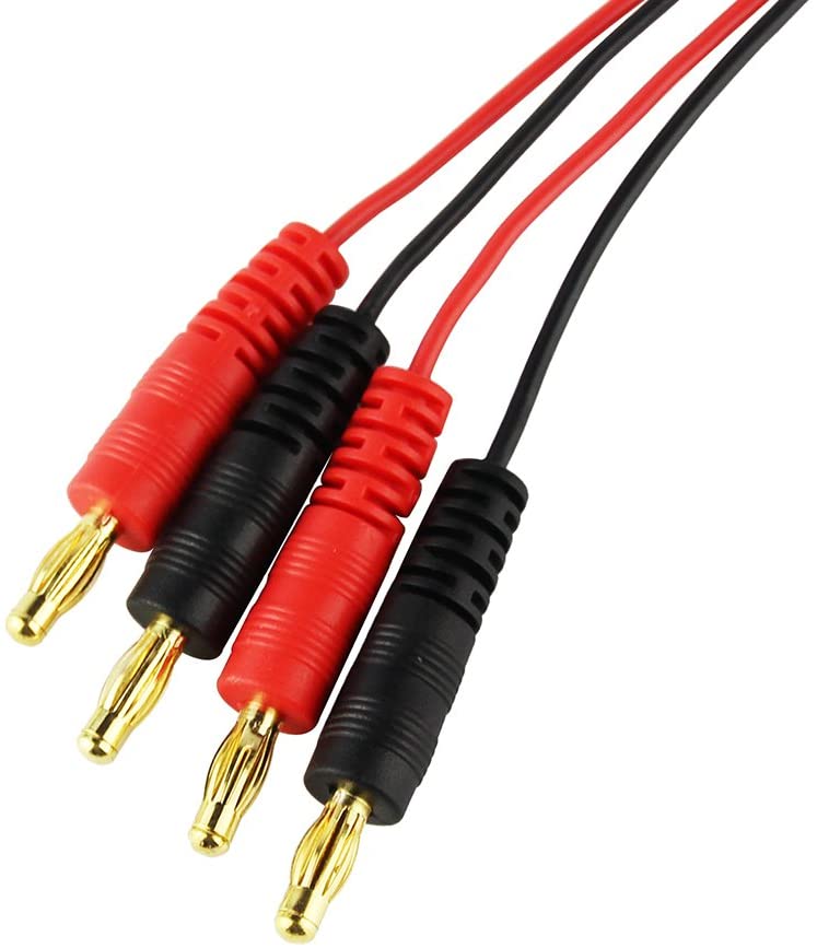 2PCS 4.0mm Banana Plug To JST Charging Cable | 30cm 20AWG Silicone Wire | Soft Flexible | LiPo Battery Lead for RC Parts and Chargers