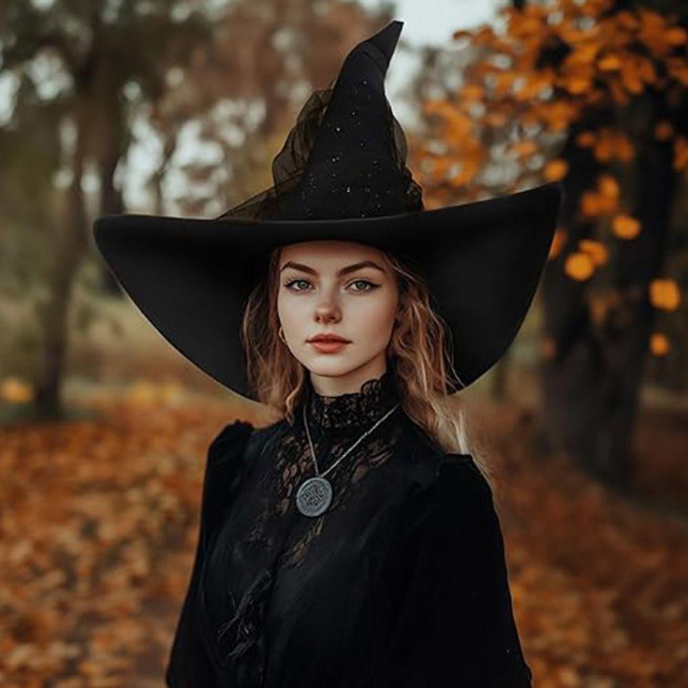 Gothic Queen Baroque Witch Hat Baroque Wizard Cap Foldable Halloween Witch Hat  Night Club