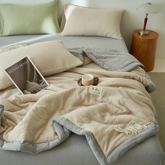 

Класс А волокно двухслойная пряжа соевое волокно летнее одеяло 4 предмета набор мятая пряжа одеяло для кондиционера тонкое стирающееся одеяло 150x200cm 4pcs