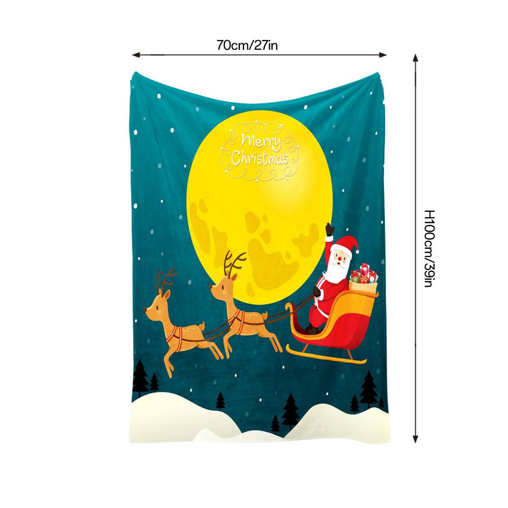 TU Cozy Christmas Throw Blanket Festive Reindeer Santa Claus Holiday Flannel Bedspread Gift Decor Warm Soft Home Decorating