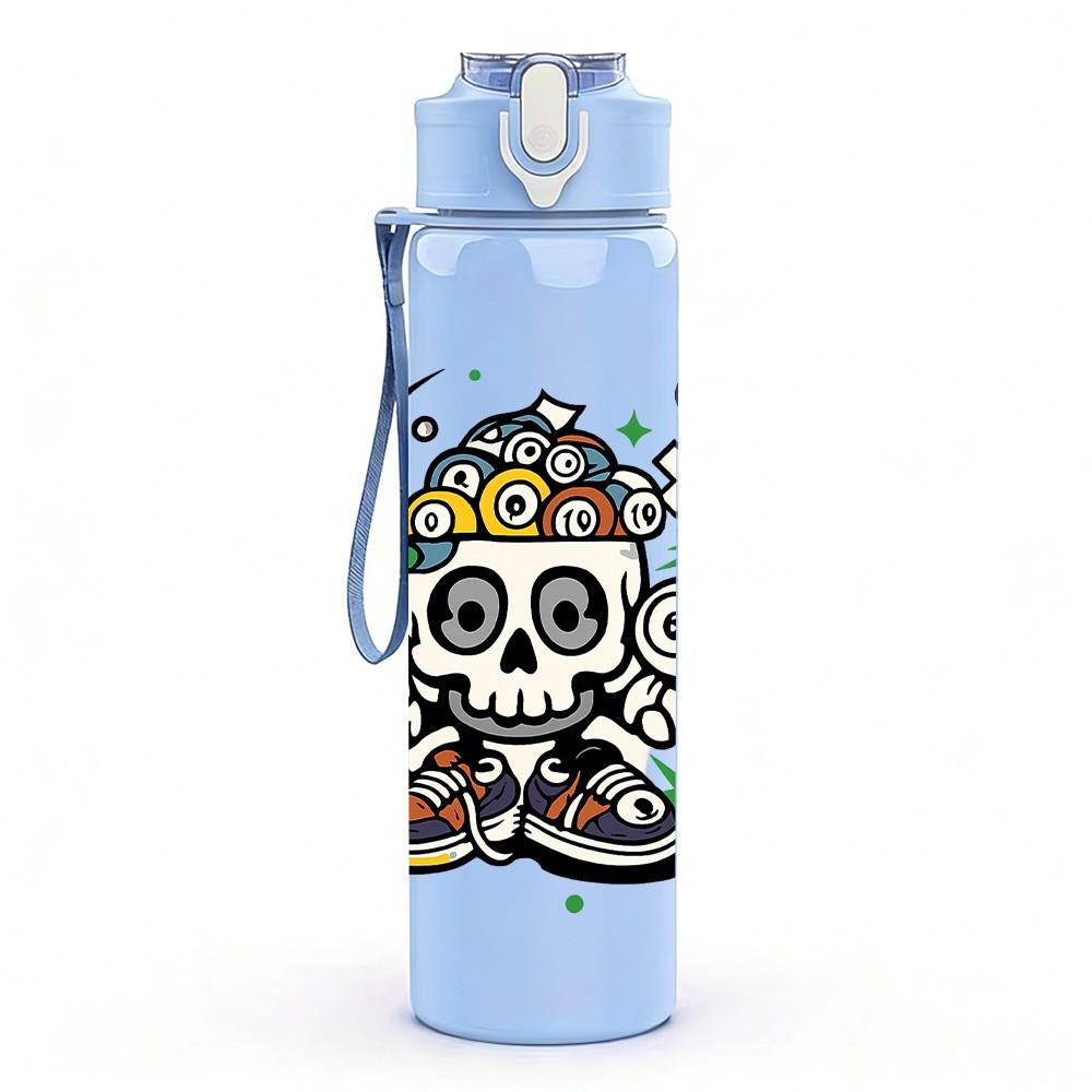 1PC Sugar Skull Festival Art 750ml Color Plastic Sports Water Bottle Leakproof Flip Straw Lid Suitable for Sports Office Home Use