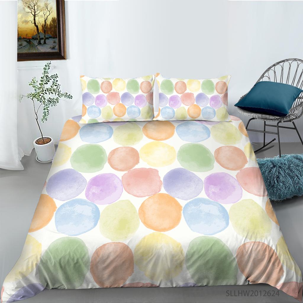 3D-Farbmuster bedruckte Bettwäsche, Einzelbett, Doppelbett, volle Größe, Vintage-Blumenmuster, Kissenbezug und Bettbezug, 2 oder 3 bequeme Heimdekoration