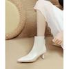 Processing custom pointed short boots women's autumn and winter women's boots white high-heeled boots women's thin-heeled medium tube French short boo