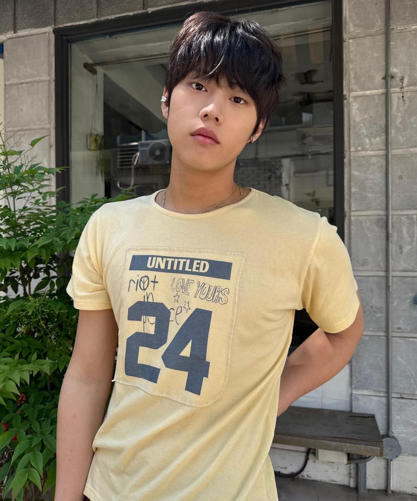 Eontaiteulseoul Untitle Number Patch Crop Short Sleeve Yellow