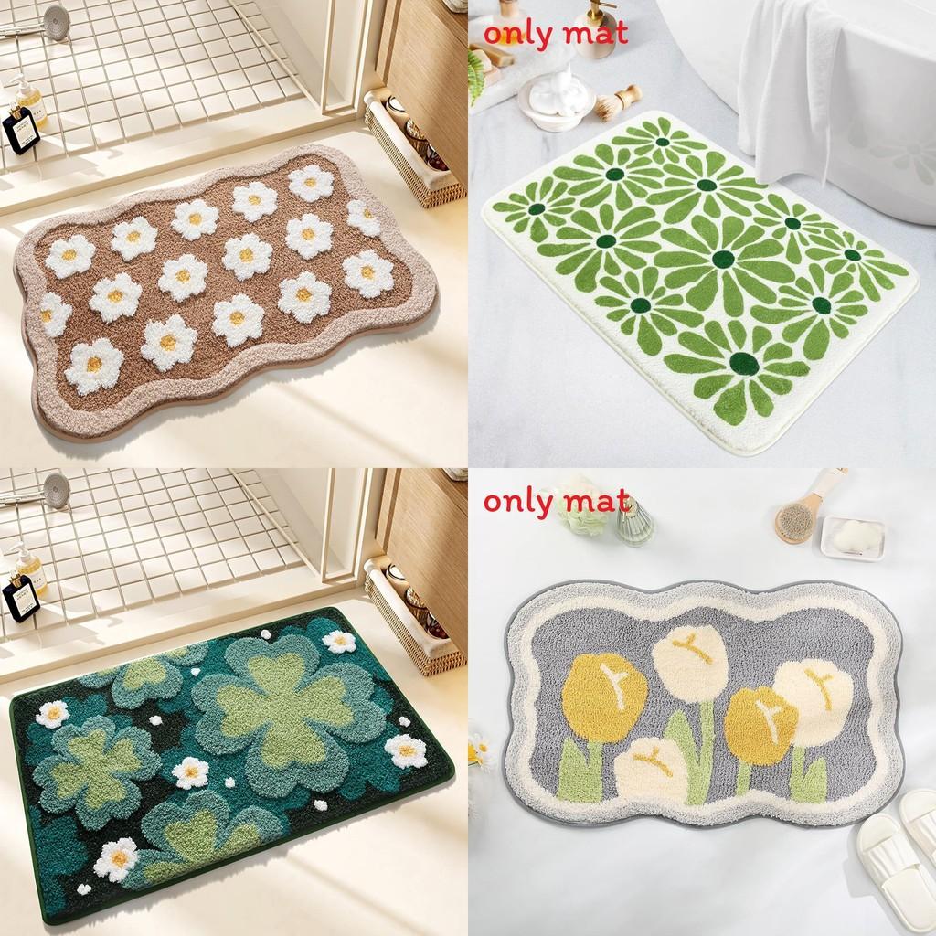 Sweet Flower Pattern Plush Absorbent Floor Mat Carpet For Home Use