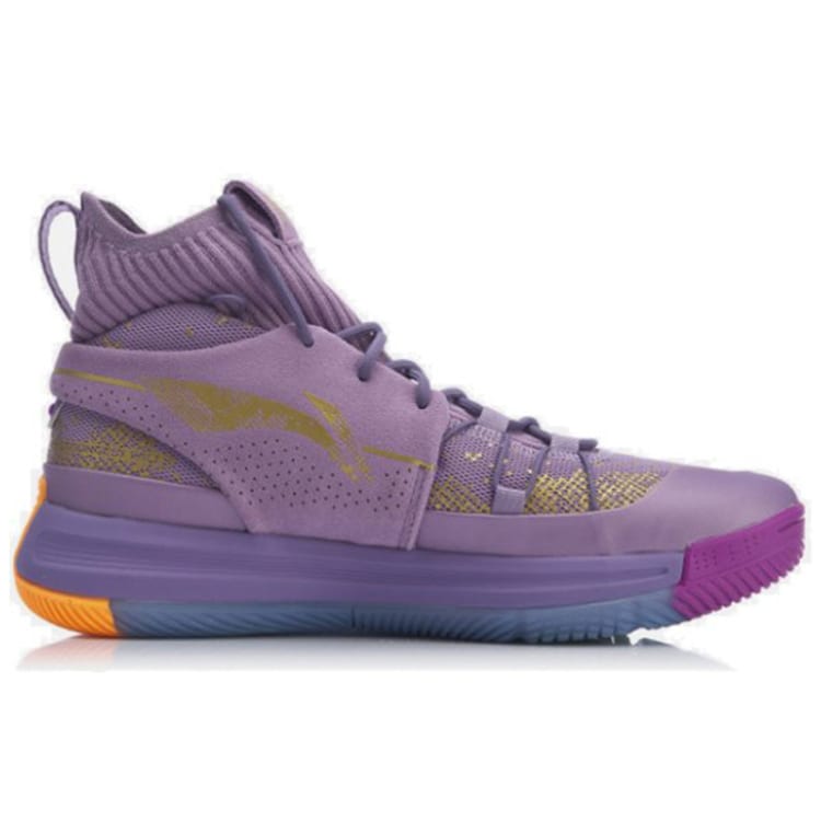 Li Ning 937 Fabric Cushioning Slip Resistant Abrasion Resistant High top Basketball Shoes Men's Purple ABPP035-5