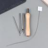 5Pcs Punch Needle Set 2.5Mm/3.5Mm/5Mm Adjustable Wooden Handle Punch Stitching Kit For Diy Cross Embroidery Craft Needles