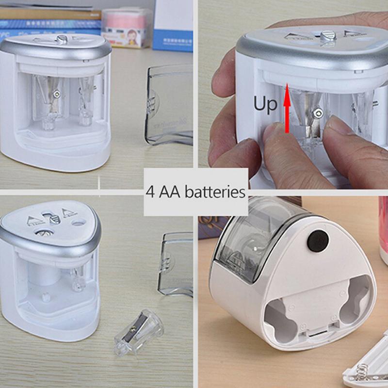 1 szt. Elektryczna dwuotworowa temperówka na baterie Automatyczna do ołówków