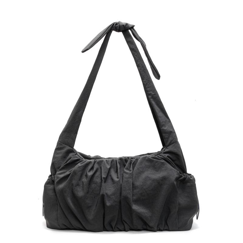 

2025 spring new large-capacity casual pleated cloud bag Korean version trendy simple solid color underarm tote bag women серый