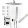 Shower Faucet Set, 254 Mm Ceiling Mount Rainfall Shower System with 6 Body Jets and 2 In 1 Handheld Spray