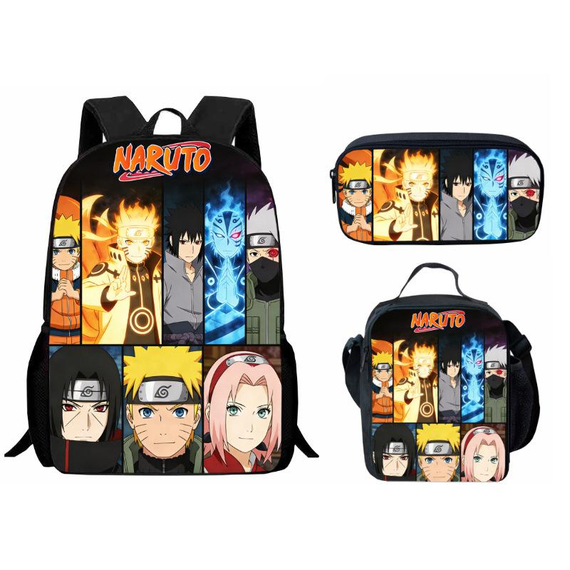 Bedrucktes Dreiteiliges Schüler-Schulranzen-Set, Cartoon-Rucksack, Brottasche, Federmäppchen