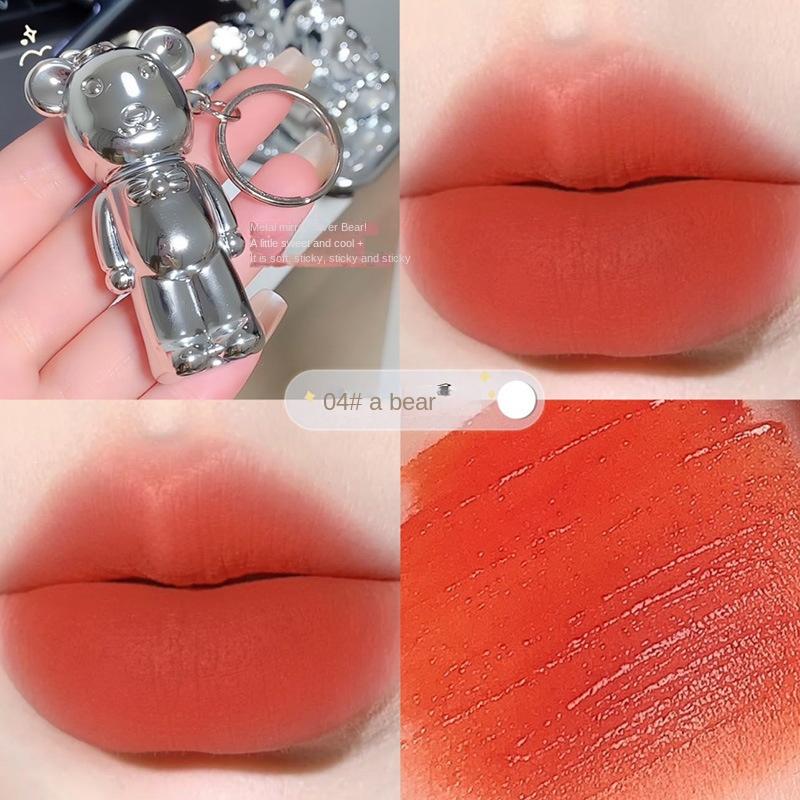 Bär Lip Schlamm Matte Nebligen Samt Lip Glasur Lippenstift Schlüsselanhänger Anhänger Student Party Lippenstift Make-Up Mädchen