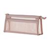 Double Layer Transparent Pencil Case & Makeup Bag - Stylish Mesh Design for Students