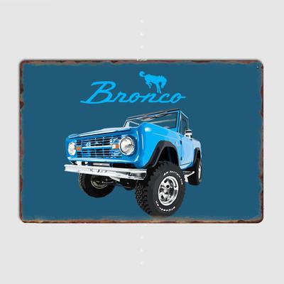 Blauer Bronco Retro Bronco Retro Oldtimer Metallposter Schild Garage Club Custom Wand Blech Raumdeko Heimdeko