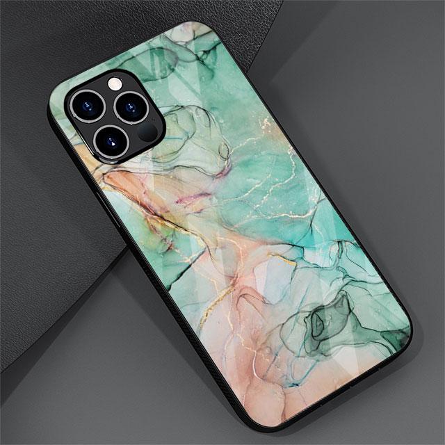 Luxury Marble Pattern Glass Case For Apple iPhone 13 Pro 11 14 12 7 8 Plus SE 2022 XR X XS Max 6 6S Tempered Phone Cover