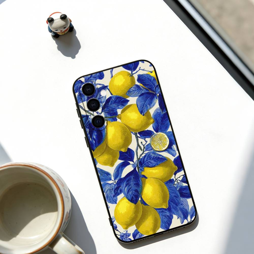 

Minimalist Lemon Phone Case For Samsung Galaxy A73,A72,A71,A70,A53,A52,A51,Others Soft Black Cover Samsung a30 a20