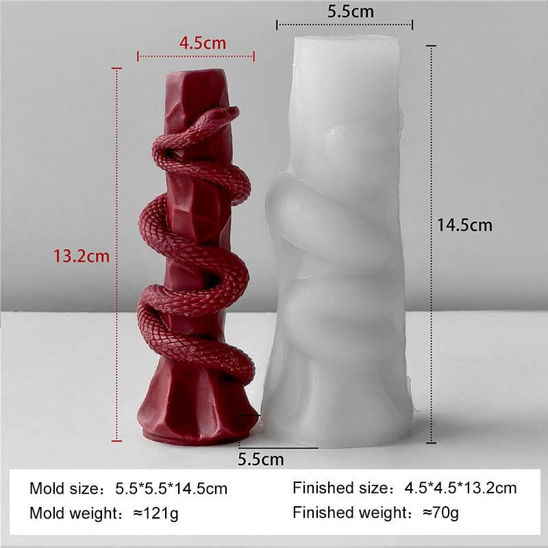 DIY Relief Snake Pillar Candle Mold Halloween Creative Aroma Candle Plaster Silicone Mould Handmade Candle Making Supplies