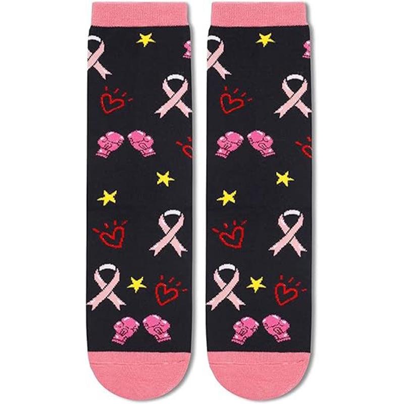 All-Cotton High-Tube Knitted Casual Sports Socks with Fun Letter Print on Soles