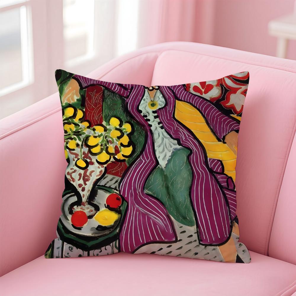 bright HHenri Matisse Cushion Cover Pillow Case Ultra Soft Skin Friendly Fabric Cloud Like Comfort Concealed Zipper