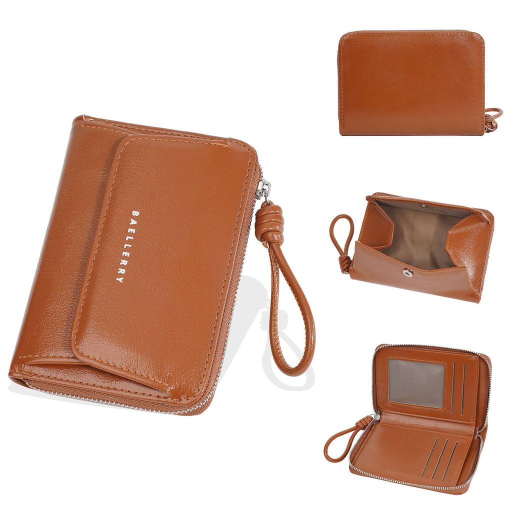 Oil Wax Leather Women's Handbag-Style Short Wallet: Japanese-Inspired Coin Purse & Card Holder.