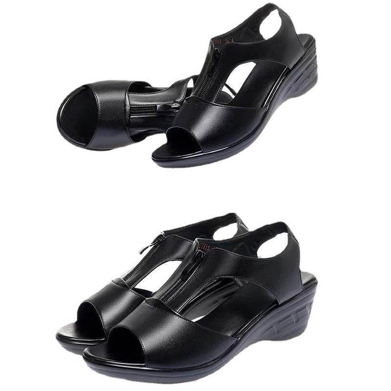 Summer New Women Fish Mouth Wedge Sandals Soft Sole Sandals Comfortable Mother Shoes