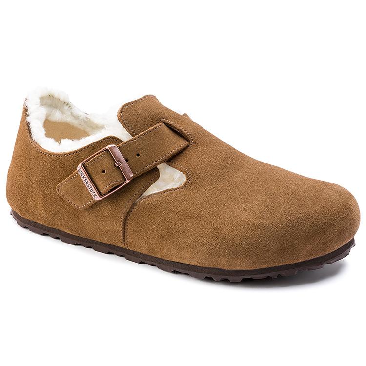 Birkenstock London Shearling Suede Leather Narrow Fit 'Tea' 1014963