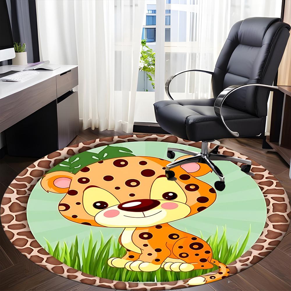 1pc CheetahChair Carpet for Office, Indoor Non-Slip Washable Polyester Fiber Carpet, Mat For Office, Machine Washable