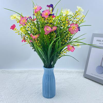 1 Stück Outdoor Künstliche Blumen UV-Beständig Kunstpflanze für Garten Hof Hochzeitsdeko Frühling Sommer Strauch Plastikblumen