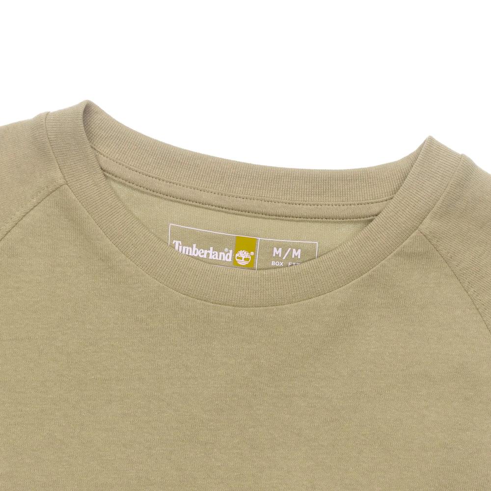 Timberland Maglione Girocollo Manica Corta T-Shirt da Uomo Colore Unico Tasca Giuntata Khaki A6Q9W-DH4
