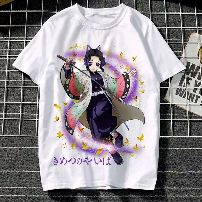 Summer 2026 Demon Slayer Blade Butterfly Ninja Worm Pillar Theme 100 Cotton Printed Loose Tshirt for Unisex and Women S
