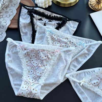Ladies Spring and Summer Fashion New Sexy Cute Cat Ice Silk Panties